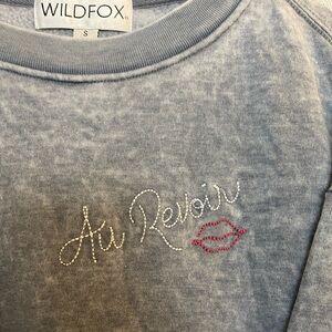 Wildfox “Au Revoir Roadtrip” Sweatshirt NWT China Blue Women’s Small